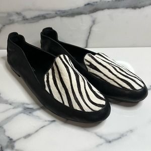 Franco Sarto | Black White Zebra Leather Zilla Loafers Sz 10